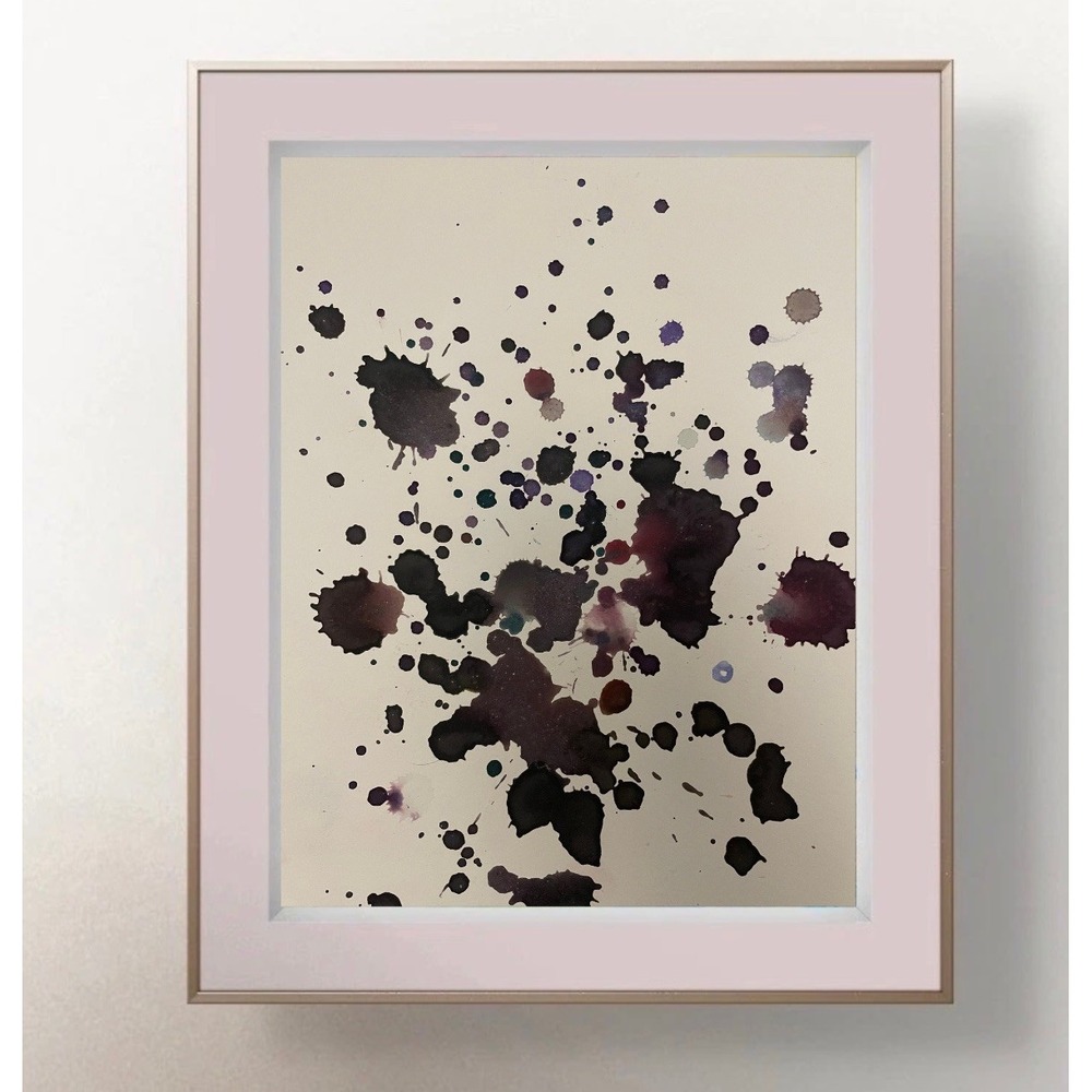 Oman Original Art 9x12 Neo Expressionist Paper Monochromatic Splatter Painting